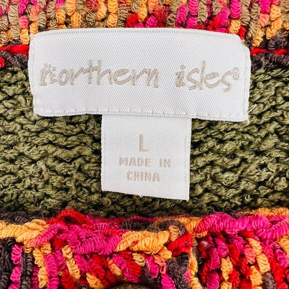 Northern Isles Womens Green Cardigan With Multicolor Floral Design & Button Fron - Picture 3 of 7